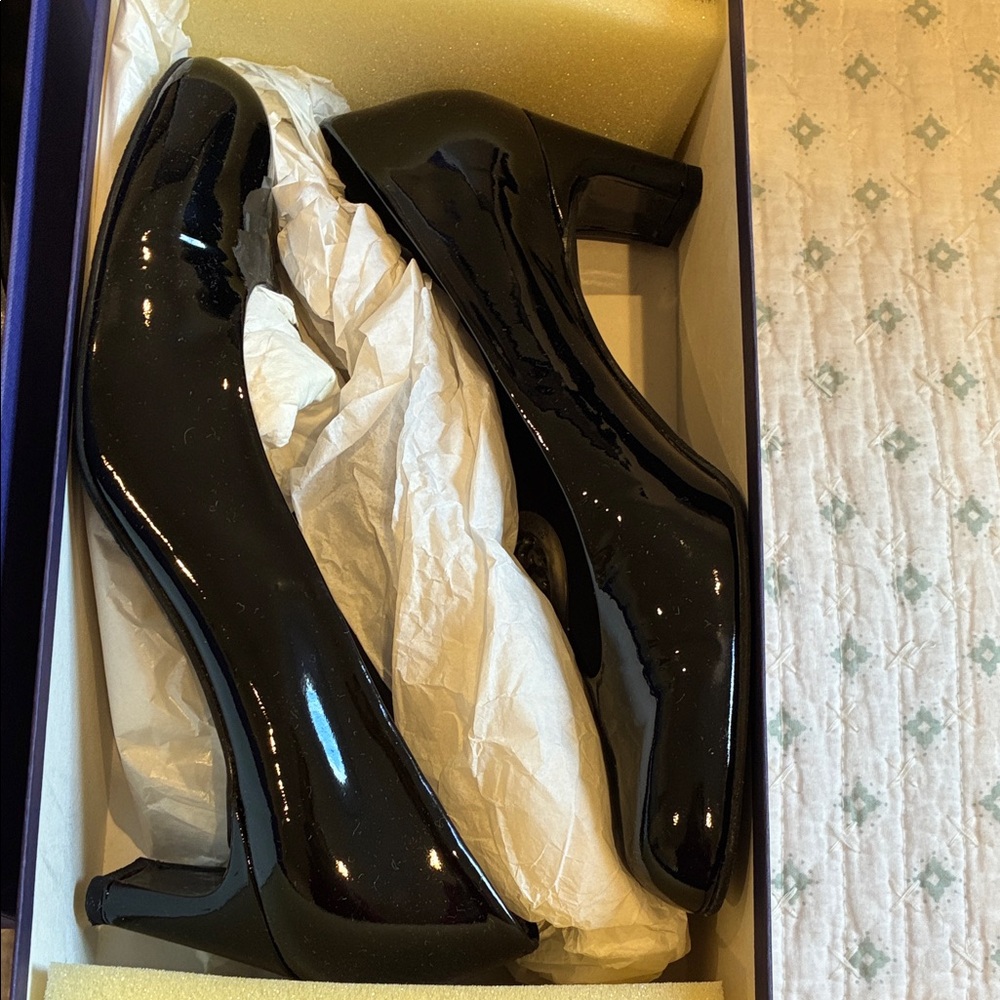 Sleek Black Patent Leather Heels